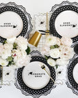Black Basketweave Dinner Paper Plates