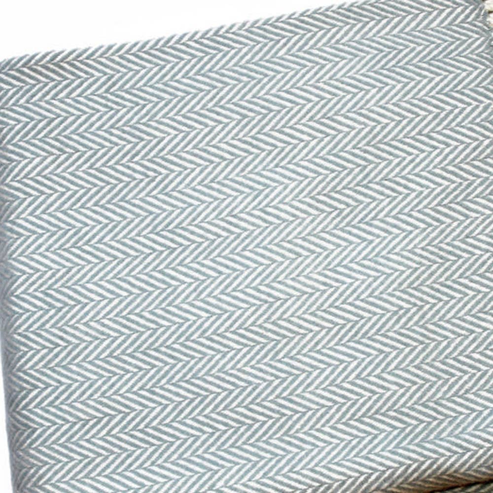 Blue And White Cotton Blend Woven Throw Blanket