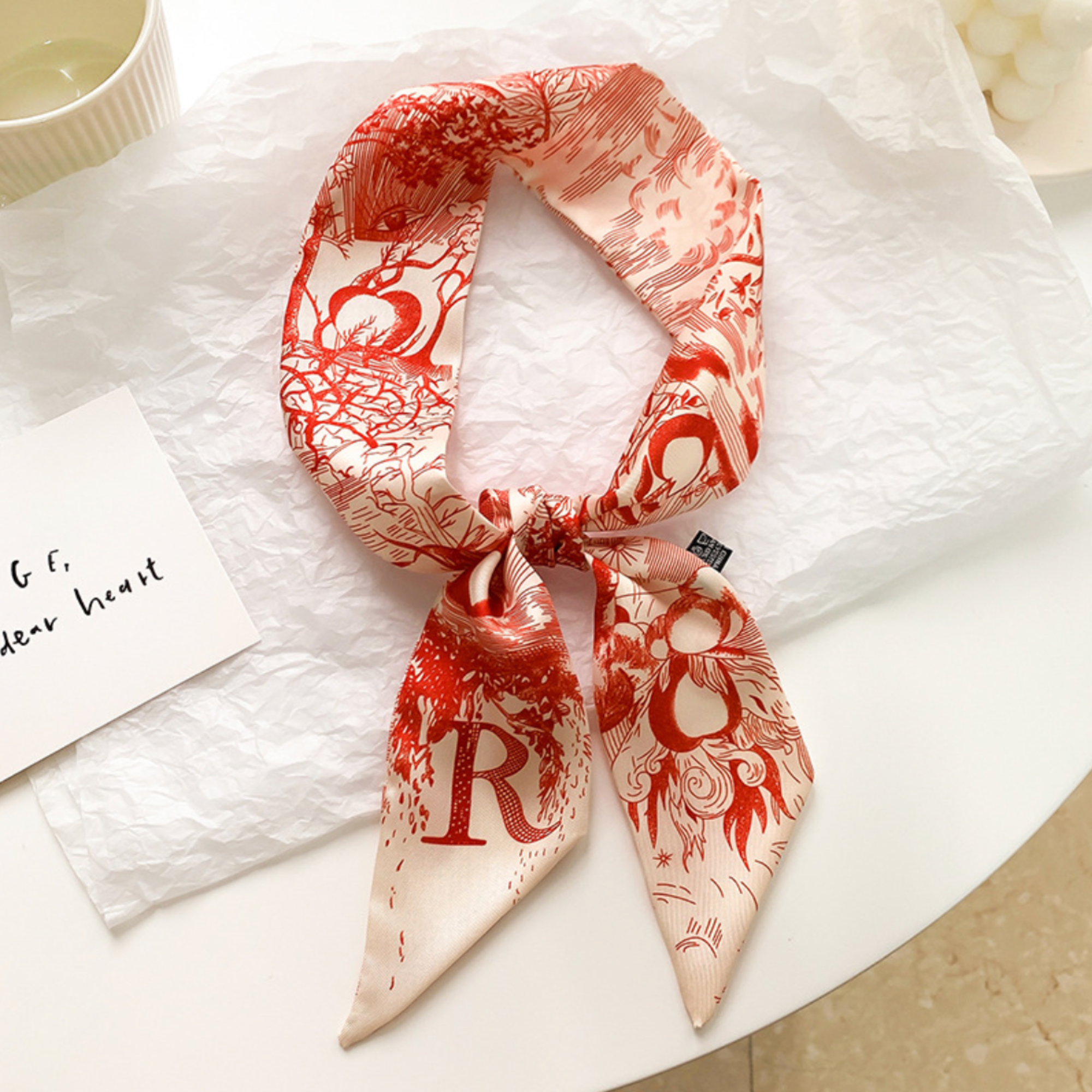 Initial Silk Scarf – Personalized Gift Accent for Her: L