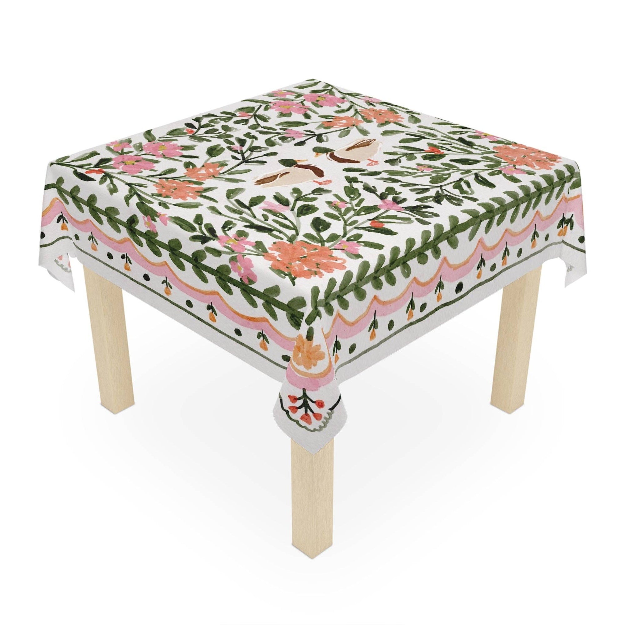 Mahjong tablecloth floral patterned cloth on a white background