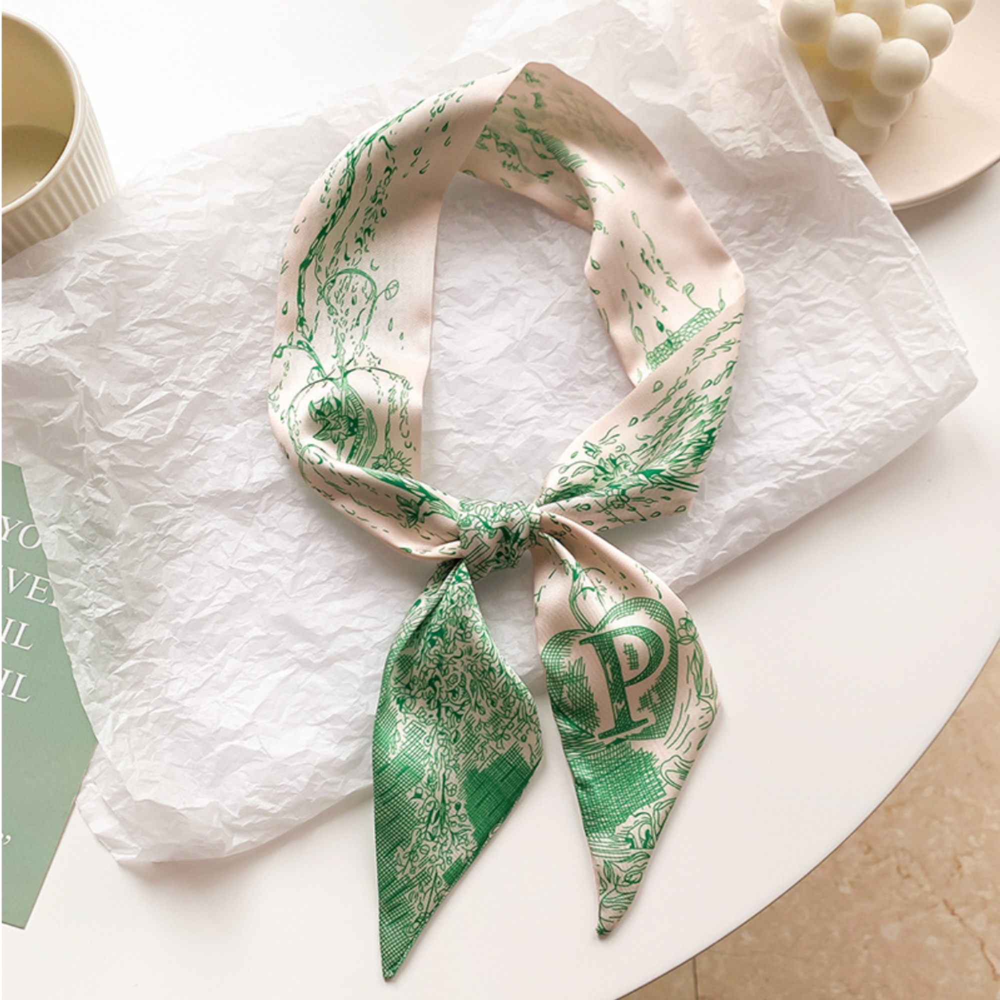 Initial Silk Scarf – Personalized Gift Accent for Her: P