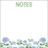 Notepad with blue flowers and 'NOTES' text on a white background