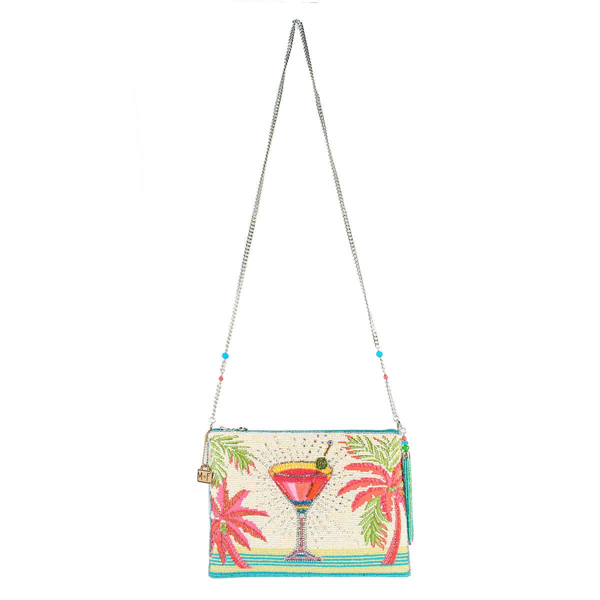 Palm Paradise Beaded Cocktail Crossbody Handbag