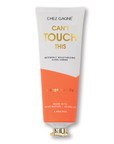 Hand cream tube labeled 'Can't Touch This' by Chez Gagne on a white background