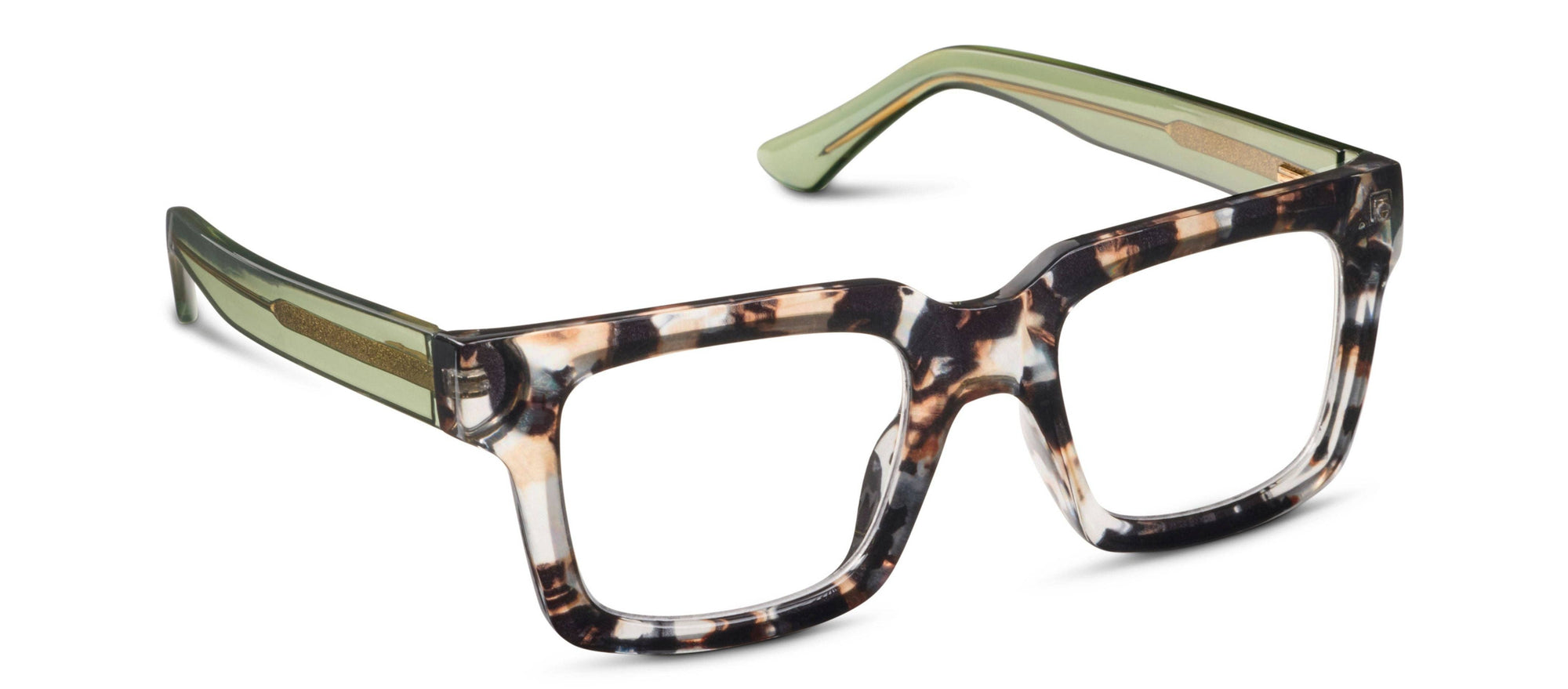Tortoiseshell glasses on a white background
