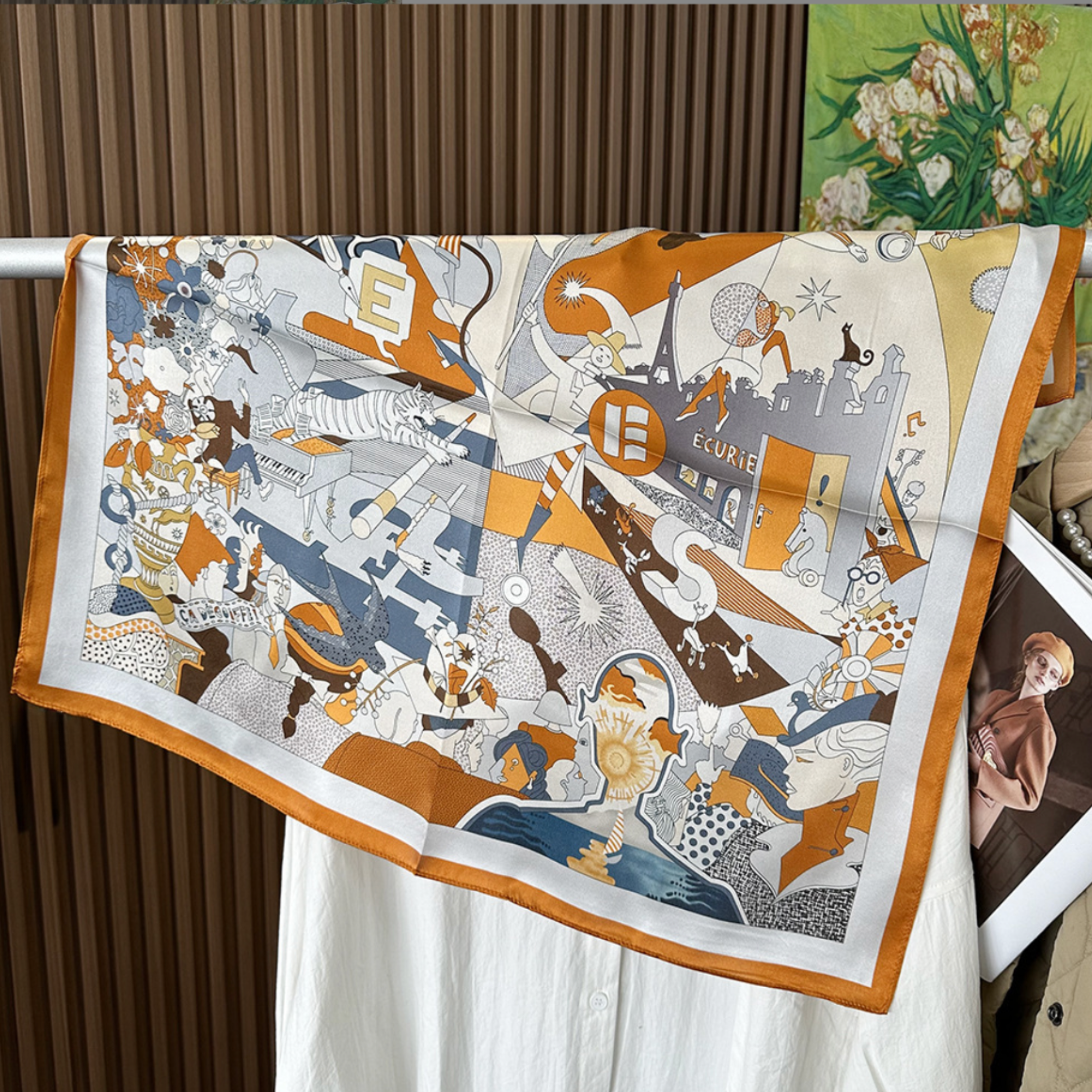 100%  Premier Silk Square Scarf – Elegant Fashion Accessory
: Harvest Garden