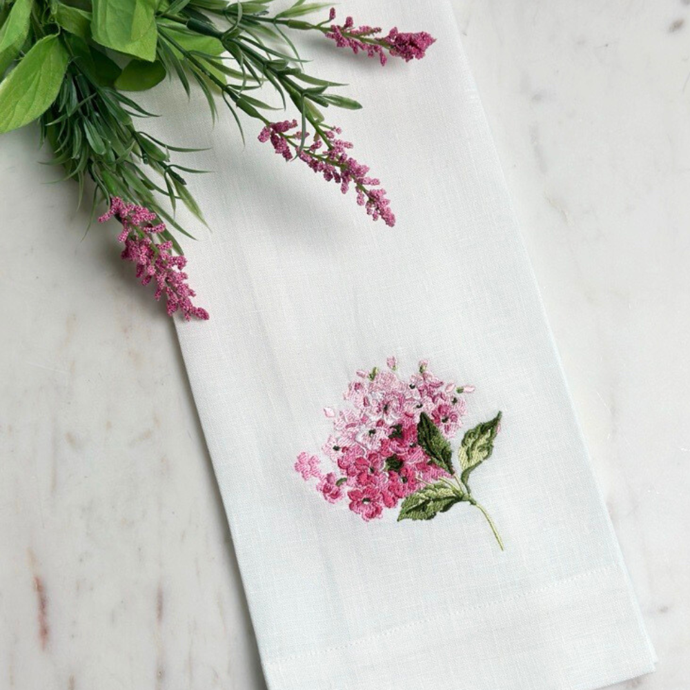 Hydrangea Towel - New: White (Pink)