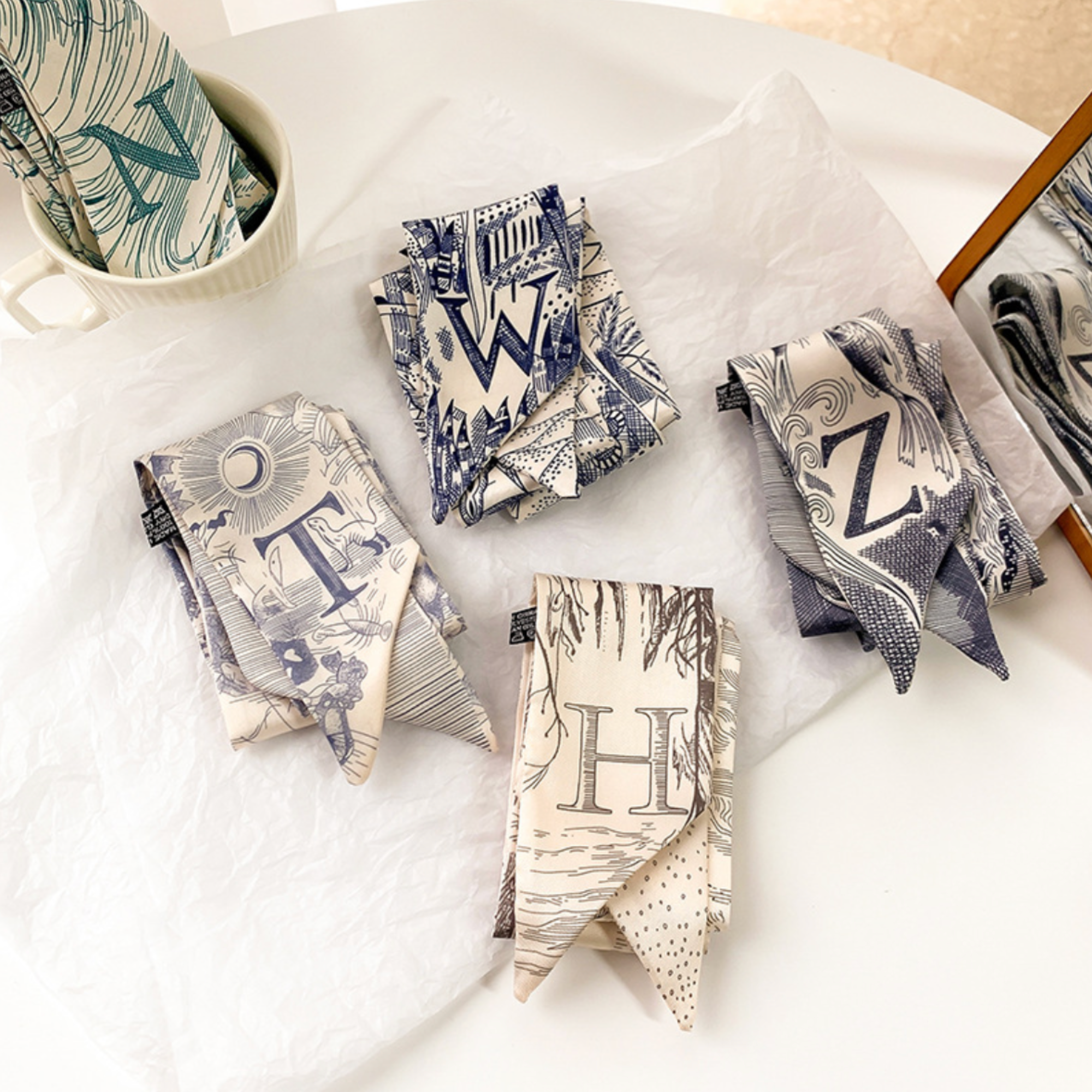 Initial Silk Scarf – Personalized Gift Accent for Her: K