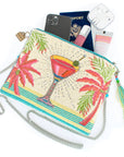 Palm Paradise Beaded Cocktail Crossbody Handbag
