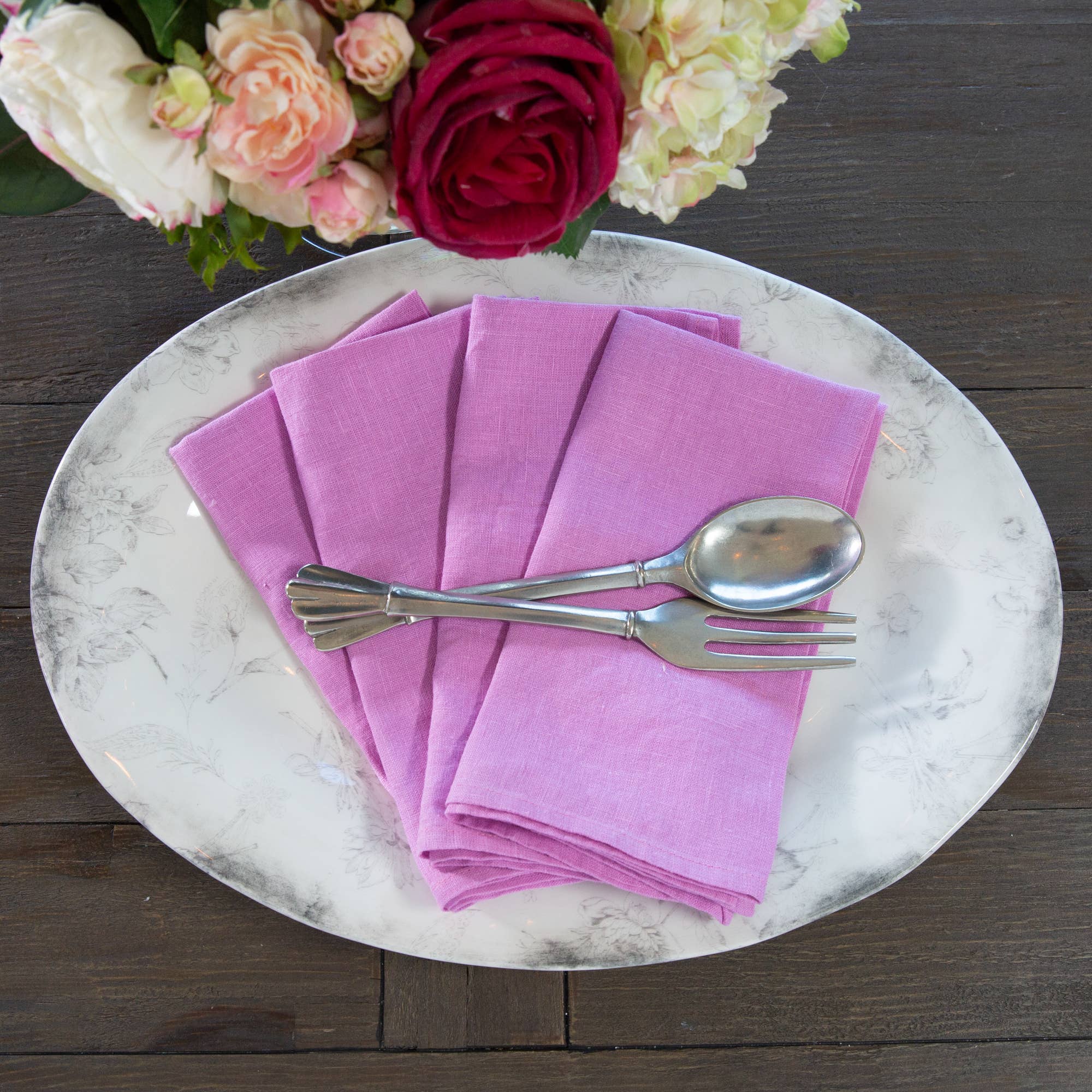 Washed Linen Napkin Set - New Color: Red