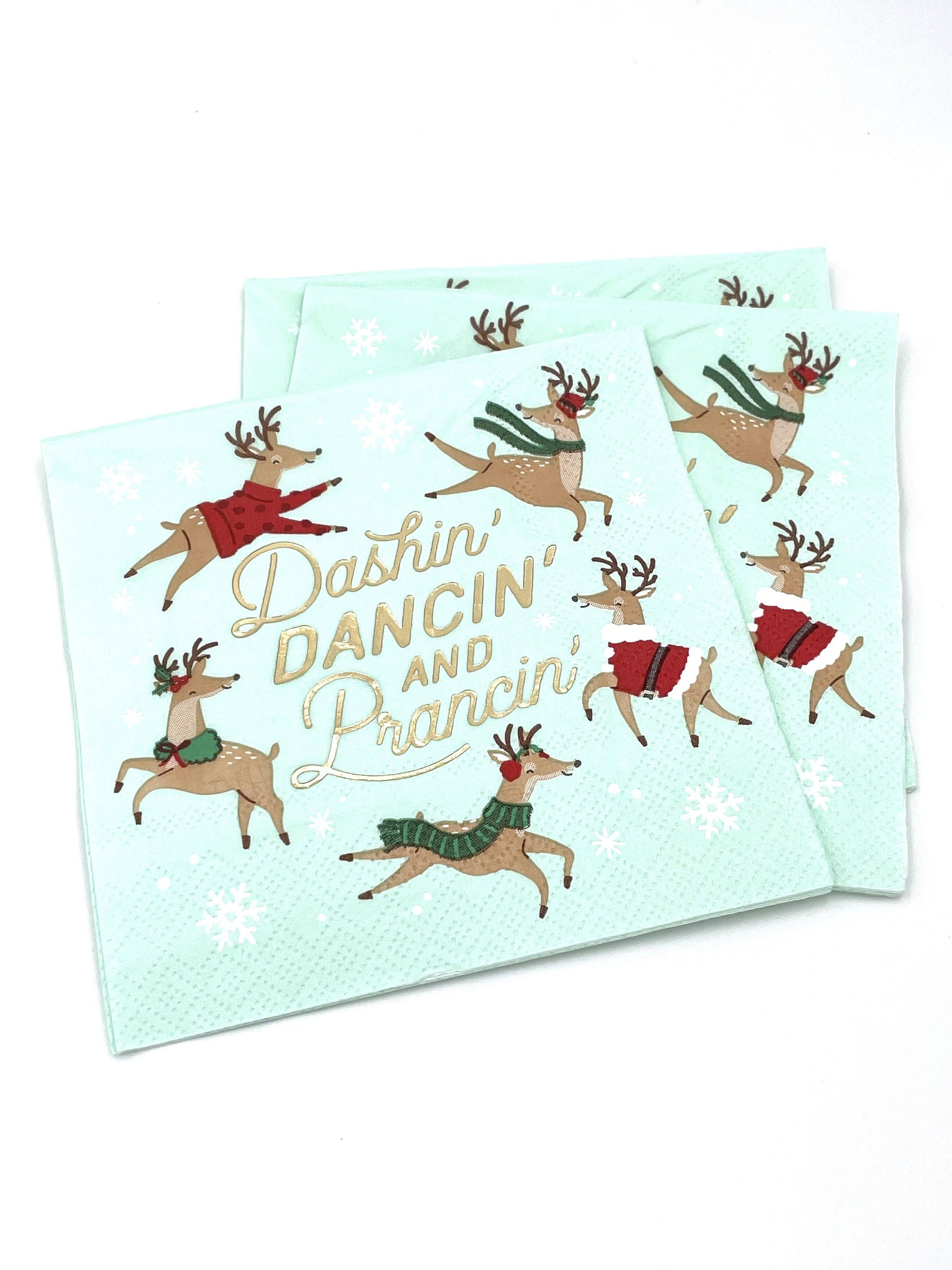 Prancin Gold Foil Christmas Cocktail Napkins