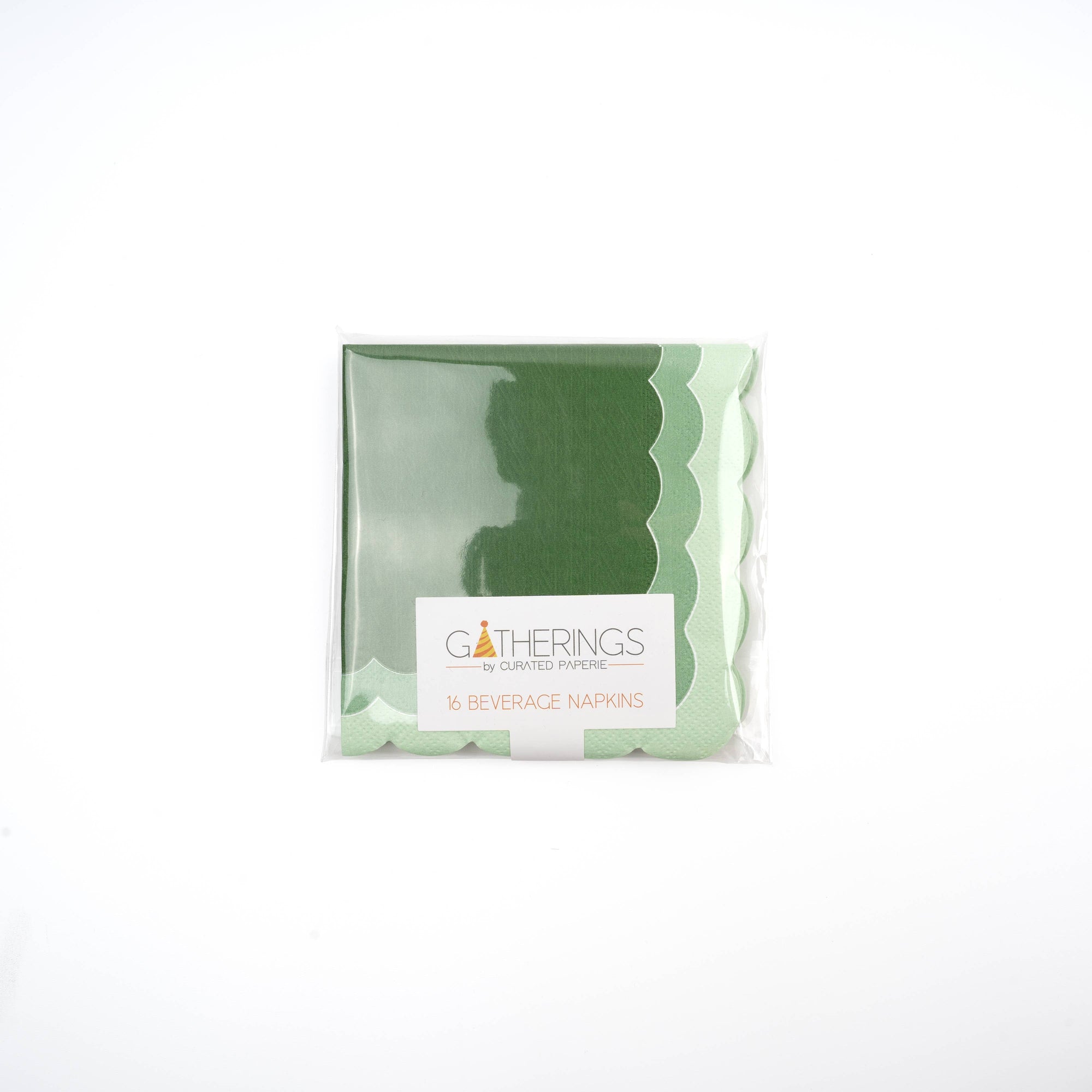Green Ombre Scallop Beverage Napkins