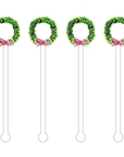 Boxwood Holiday Wreath Acrylic Stir Sticks