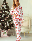 Christmas Bow Print Long 2pcs Pajama Set
