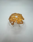 Acrylic Cuff with Vintage Gold Round Texture Brooch