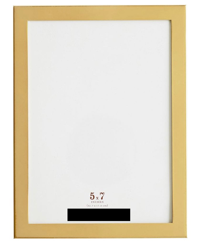 A vertical 9x11 inch picture frame with a slim gold metallic border and a white mat board inside, shown on a plain white background.