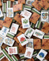 Collection of assorted mahjong tiles with various designs and symbols.