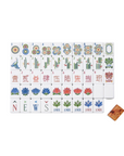 Set of Mahjong tiles with various symbols and characters on a white background