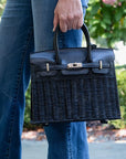 Margo Black Wicker Handbag