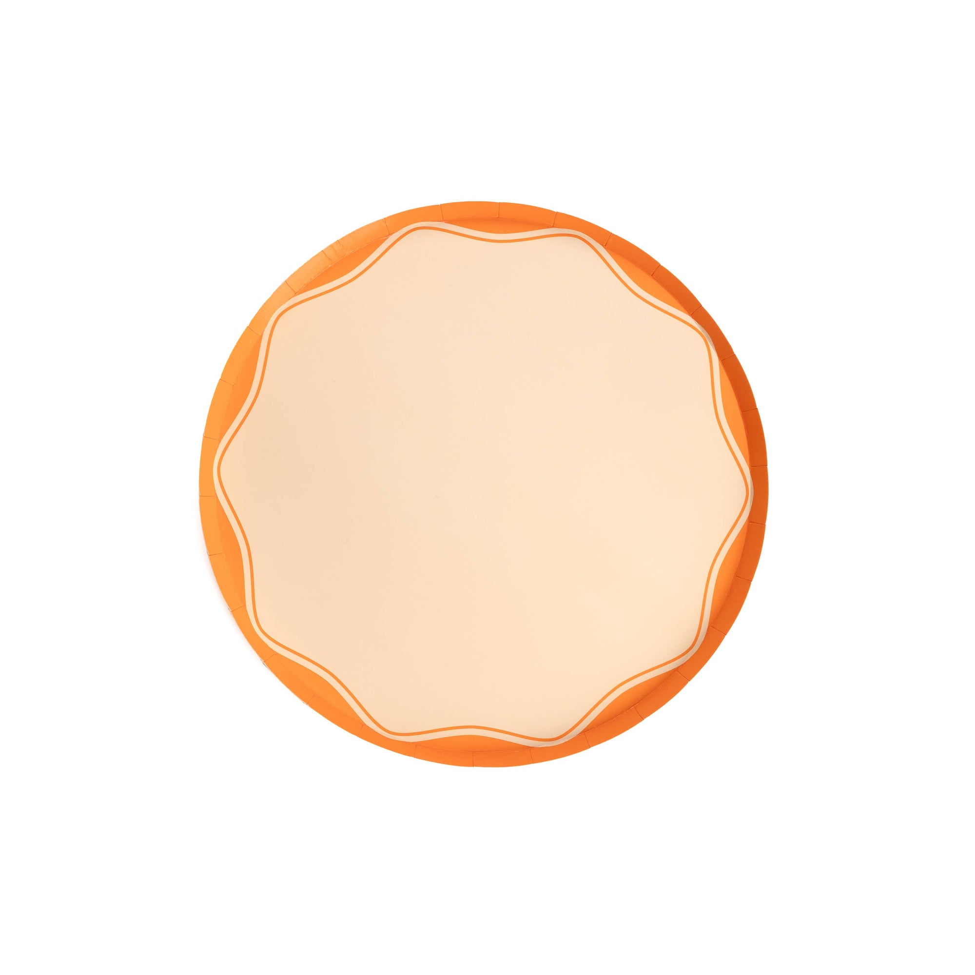 Picture of orange paper plates. 