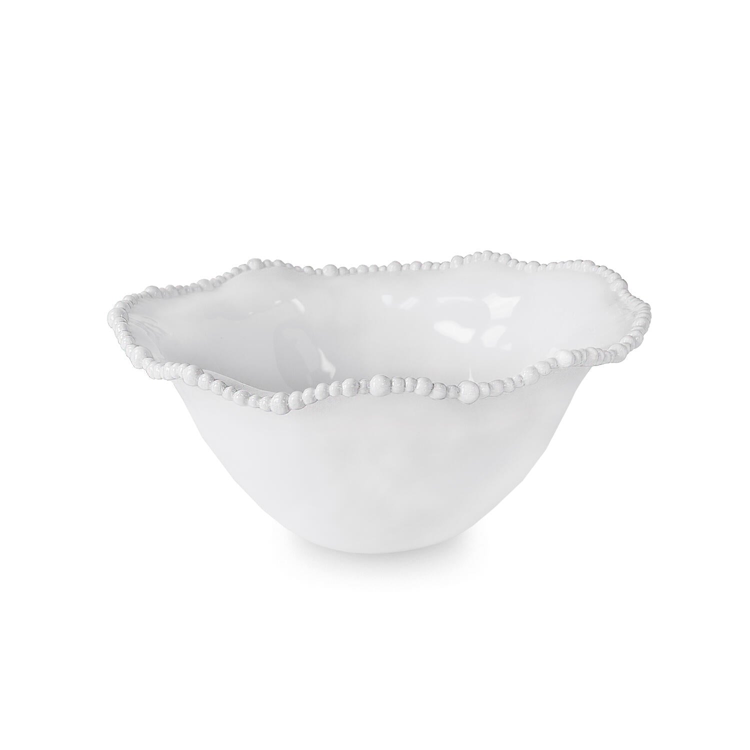 White Beaded Large Bowl, Melamine