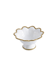 White and Gold Beaded Footed Bowl