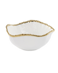 White and Gold Beaded Large Salad Bowl