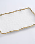 White and Gold Beaded Platter