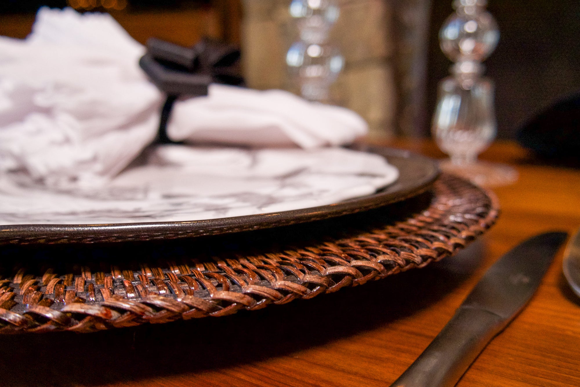 Dark Brown Rattan Charger Plate