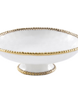 White and Gold Beaded Footed Bowl